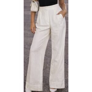 Christian Lacroix White Wide Leg Pants Womens 12 High Rise Dress Pants Y2K Rare